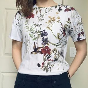 Floral T-Shirt with Adorable Birds